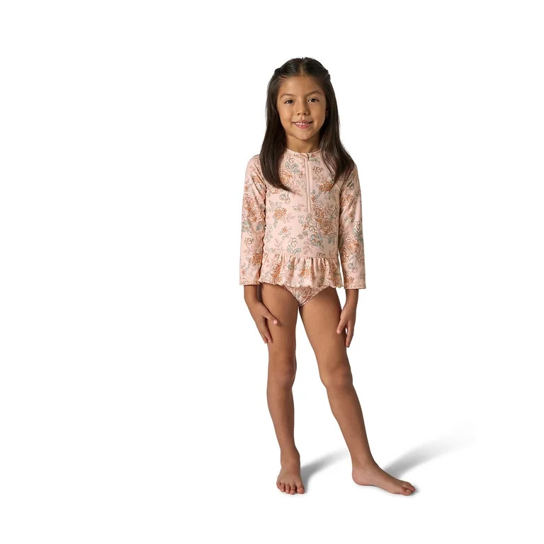 Modern Moments by Gerber Baby and Toddler Girl Peplum Ruffle Rashguard, Sizes 0/3M - 5T - Walmart... | Walmart (US)