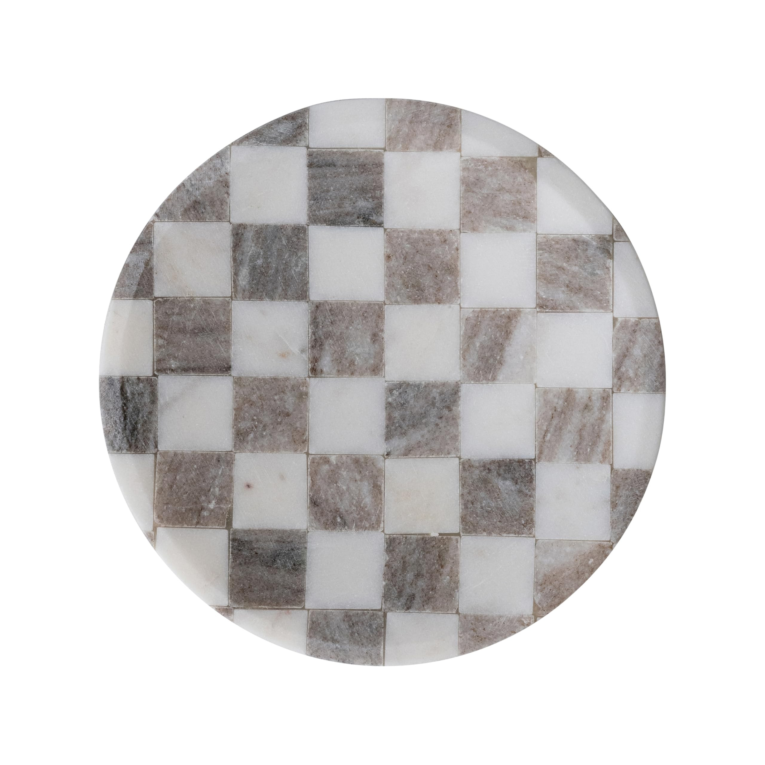 Bloomingville Round Marble Checkered Cheese and Serving Tray, Buff Color and White | Amazon (US)