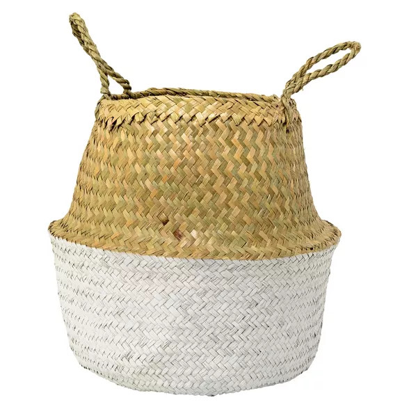 Seagrass Basket with Handles 12.5 x 14" Natural/White - 3R Studios | Target