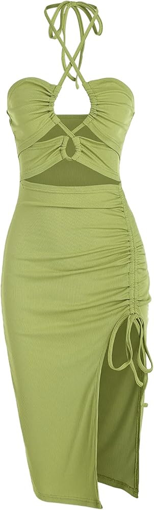 ZAFUL Women's Sleeveless Dress Sex Midi Halter Dresses Criss Cross Cami Womens Dresses Dress for ... | Amazon (US)