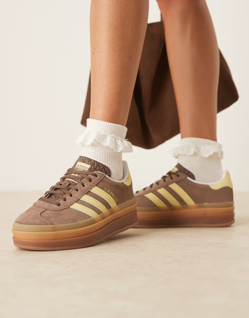 adidas Originals Gazelle Bold sneakers in brown and yellow | ASOS (Global)