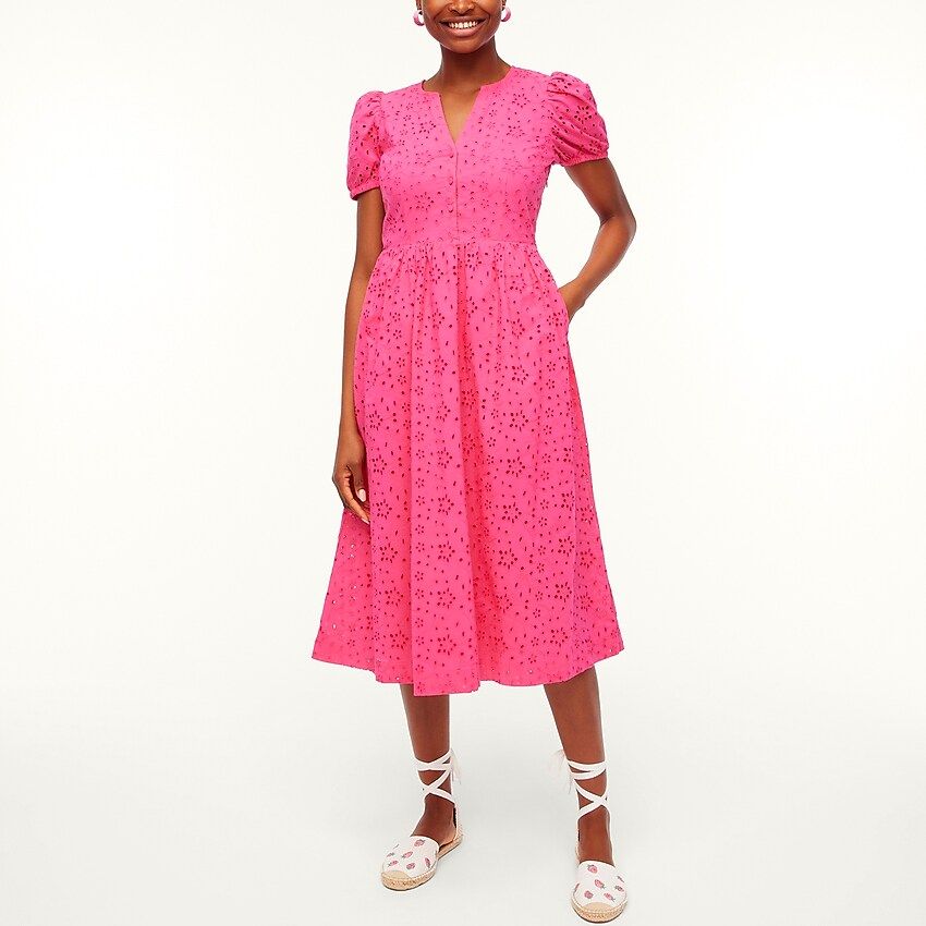 Eyelet puff-sleeve dress | J.Crew Factory