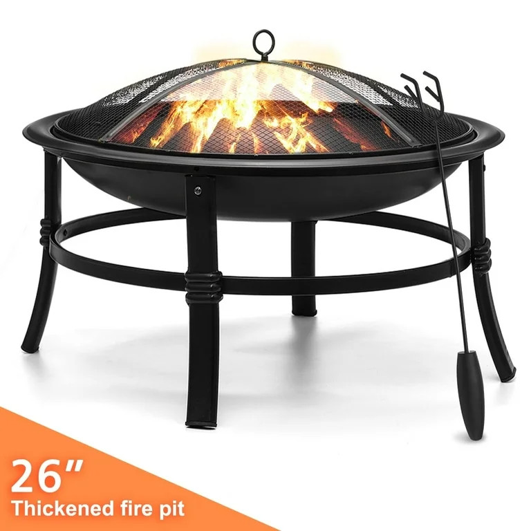 KingSo 26 inch Fire Pit for Outdoor Round Wood Burning Fire Pit Bowl for Camping Picnic Bonfire P... | Walmart (US)
