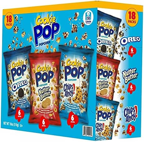 CookiePop Popcorn - 18 Packs - 6 Oreo, 6 Nutter Butter, 6 Chips Ahoy! - 1oz Bags | Amazon (US)
