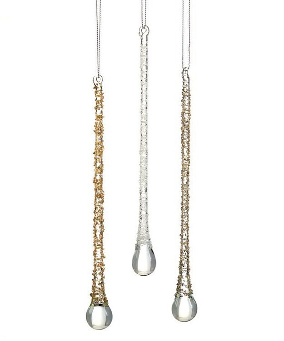 Glass Icicle Drops L Gold L White L Christmas L Holiday Tree - Etsy | Etsy (US)