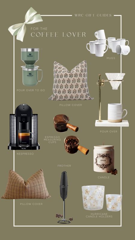 Gift guide for all the coffee lovers on your list. Brew pour over, pillow cover, mug sets, Nespresso, espresso measuring cups, frother, coffee scented candle, floral hurricane candle holders

#LTKGiftGuide #LTKSeasonal #LTKHolidaySale