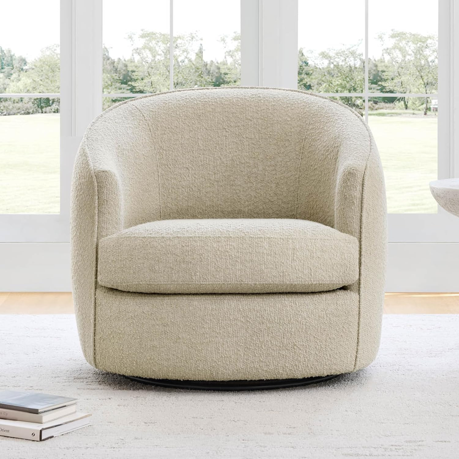CHITA Swivel Barrel Chair, Modern Comfy FSC Certified Upholstered Faux Leather Accent Chair for L... | Amazon (US)