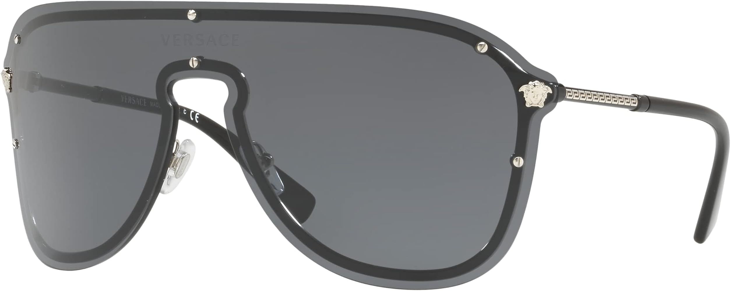 Versace Women's Shield Sunglasses, Silver/Grey, One Size | Amazon (US)