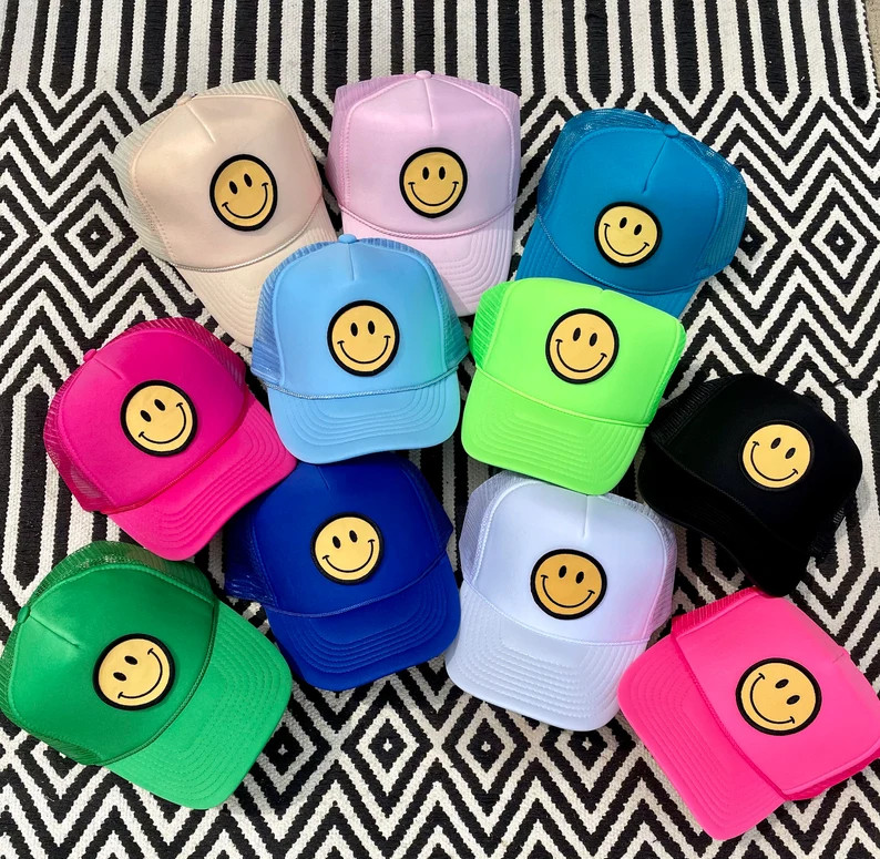 Smiley Face Trucker Hat | Etsy | Etsy (US)