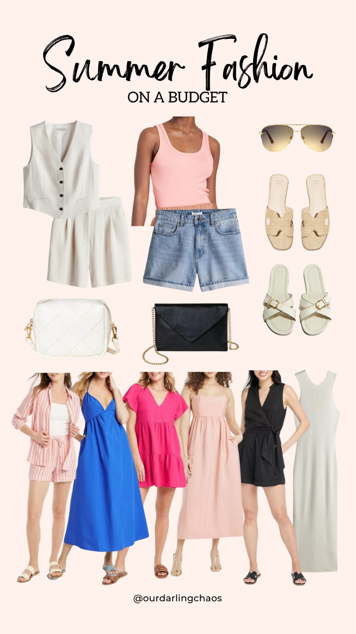 Spring in summer fashion on a budget!🌷☀️🥰

Love all these pics from H&M and target! Spring dresses and fun sets are so in right now! 🩷

I also love cute sandals and fun bags! Can never go wrong with a good pair of jeans, shorts, and a tank top!! 😍

Target picks, spring target picks, summer target picks, spring dresses, summer dresses, linen set, linen dress, linen romper, midi dress, denim shorts, jean shorts, linen vest, linen short, Crossbody bags, outfit inspiration, spring outfits, affordable spring outfits, affordable summer outfits ☀️🩷

#LTKstyletip #LTKfindsunder50 #LTKitbag