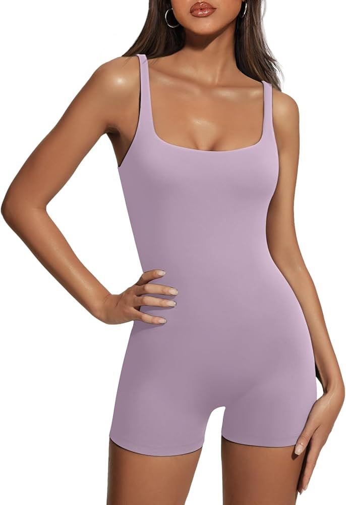 AUTOMET Womens Jumpsuits Shorts Rompers One Piece Bodysuits Yoga Sleeveless Backless Seamless Bod... | Amazon (US)