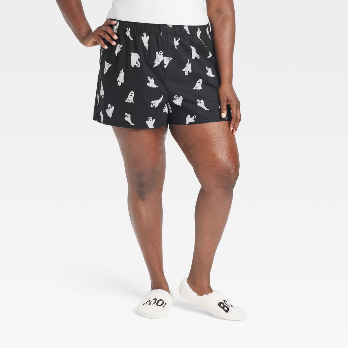 Women's Ghost Print Halloween Matching Family Boxer Pajama Shorts - Hyde & EEK! Boutique™ Black | Target