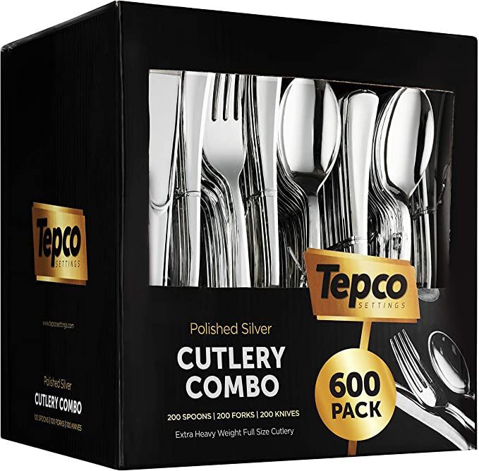 600 Plastic Silverware Set - Silver Plastic Cutlery Set - Disposable Silverware Set - Flatware Se... | Amazon (US)