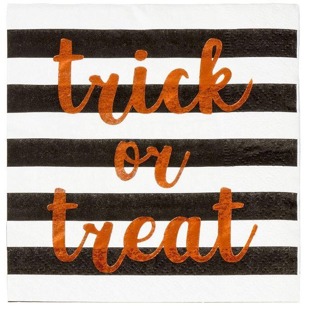 Blue Panda 50-Pack Halloween Trick or Treat Disposable Paper Napkins Party Supplies, Black & Whit... | Target