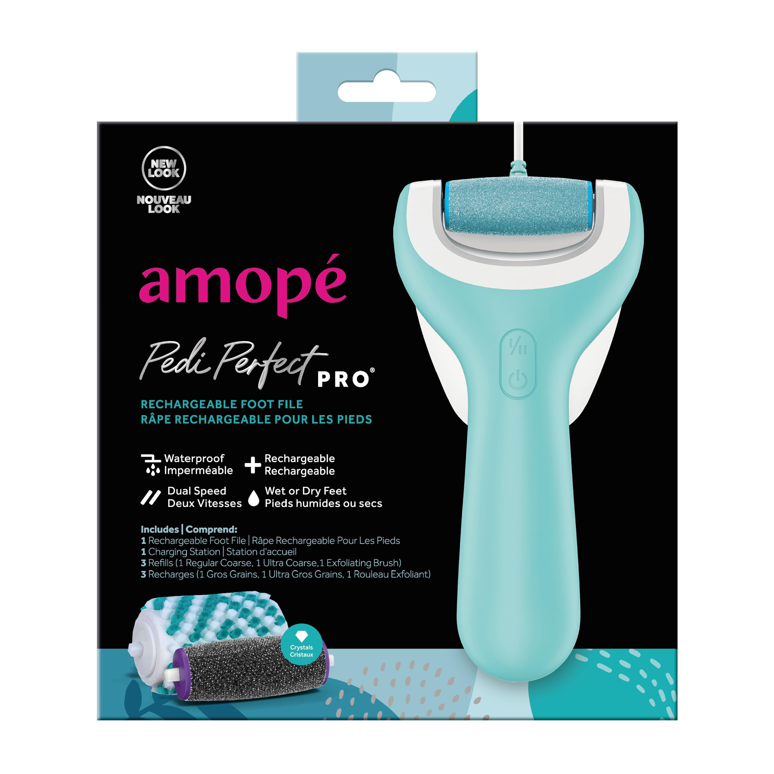 Amope Pedi Perfect Pro Wet & Dry Electric Foot File Callus Remover Kit, Waterproof, Rechargeable,... | Amazon (US)
