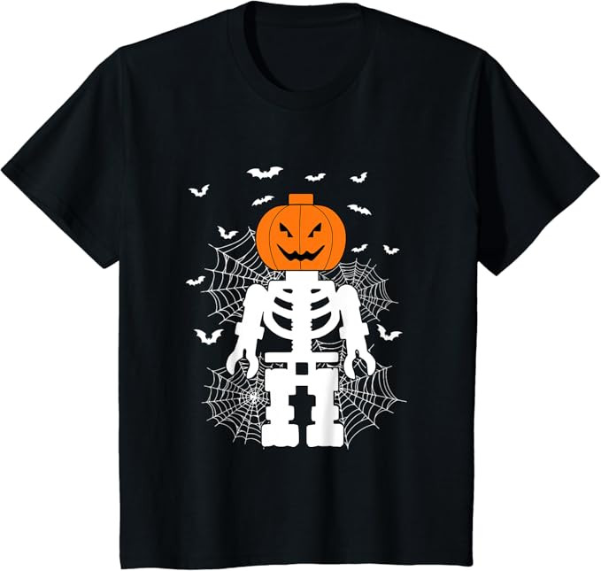 Halloween Skeleton Pumpkin Master Builder Block Building T-Shirt | Amazon (US)
