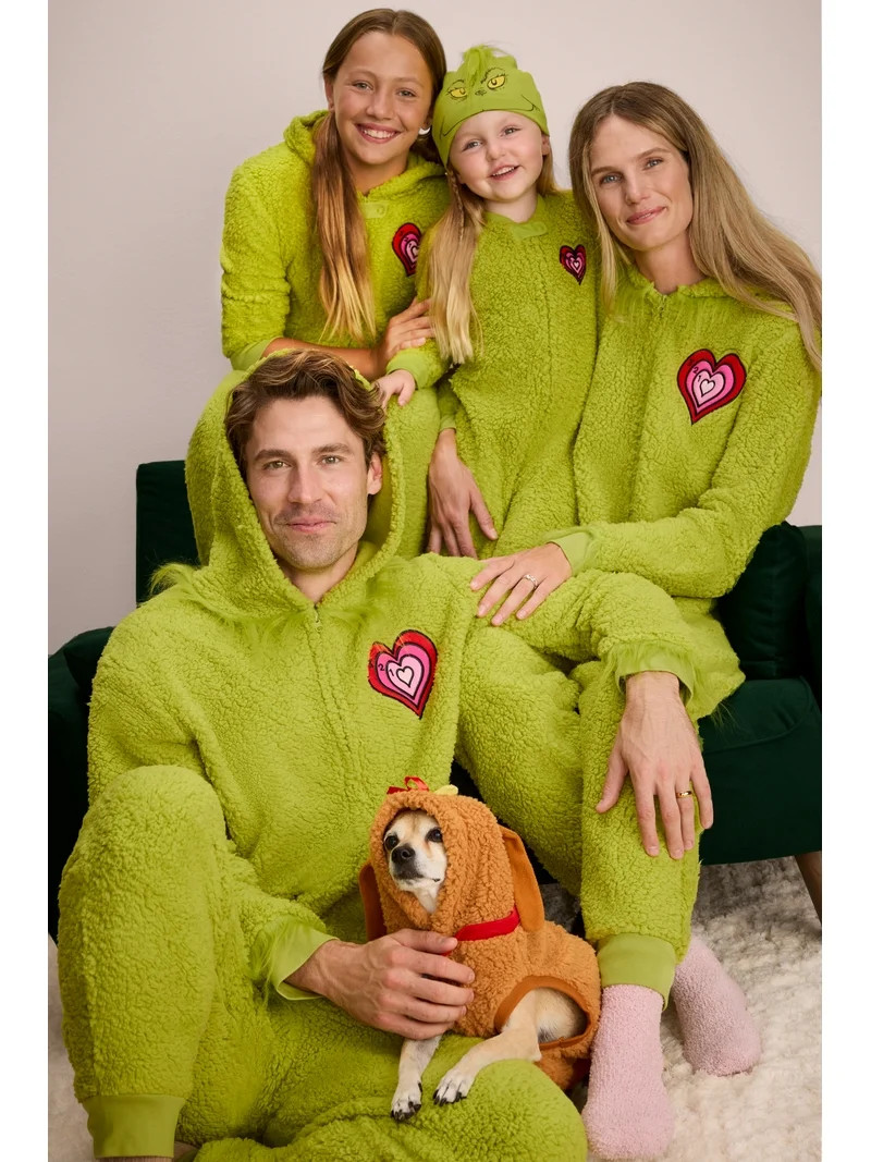 Dr. Seuss Men’s The Grinch Christmas Matching Family Pajamas Union Suit, Sizes S-2XL | Walmart (US)