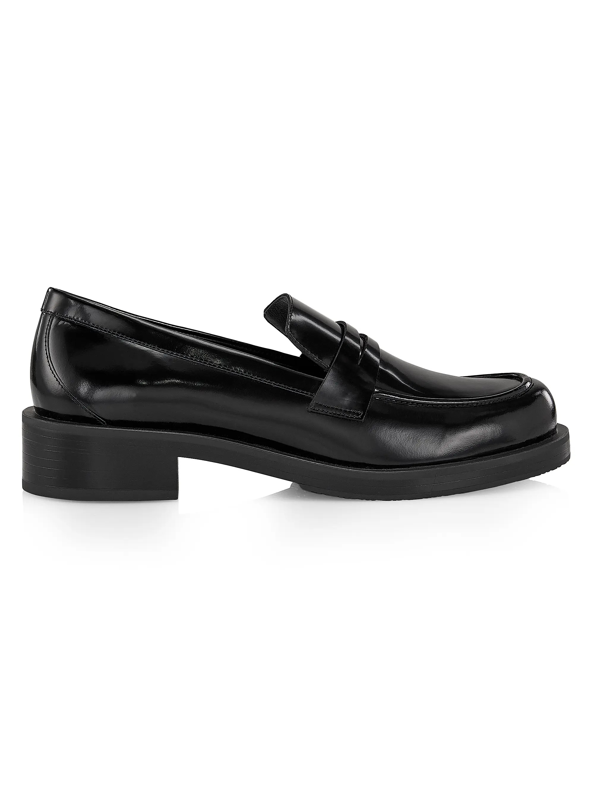 Palmer 40MM Brushed Leather Stacked Heel Loafers | Saks Fifth Avenue