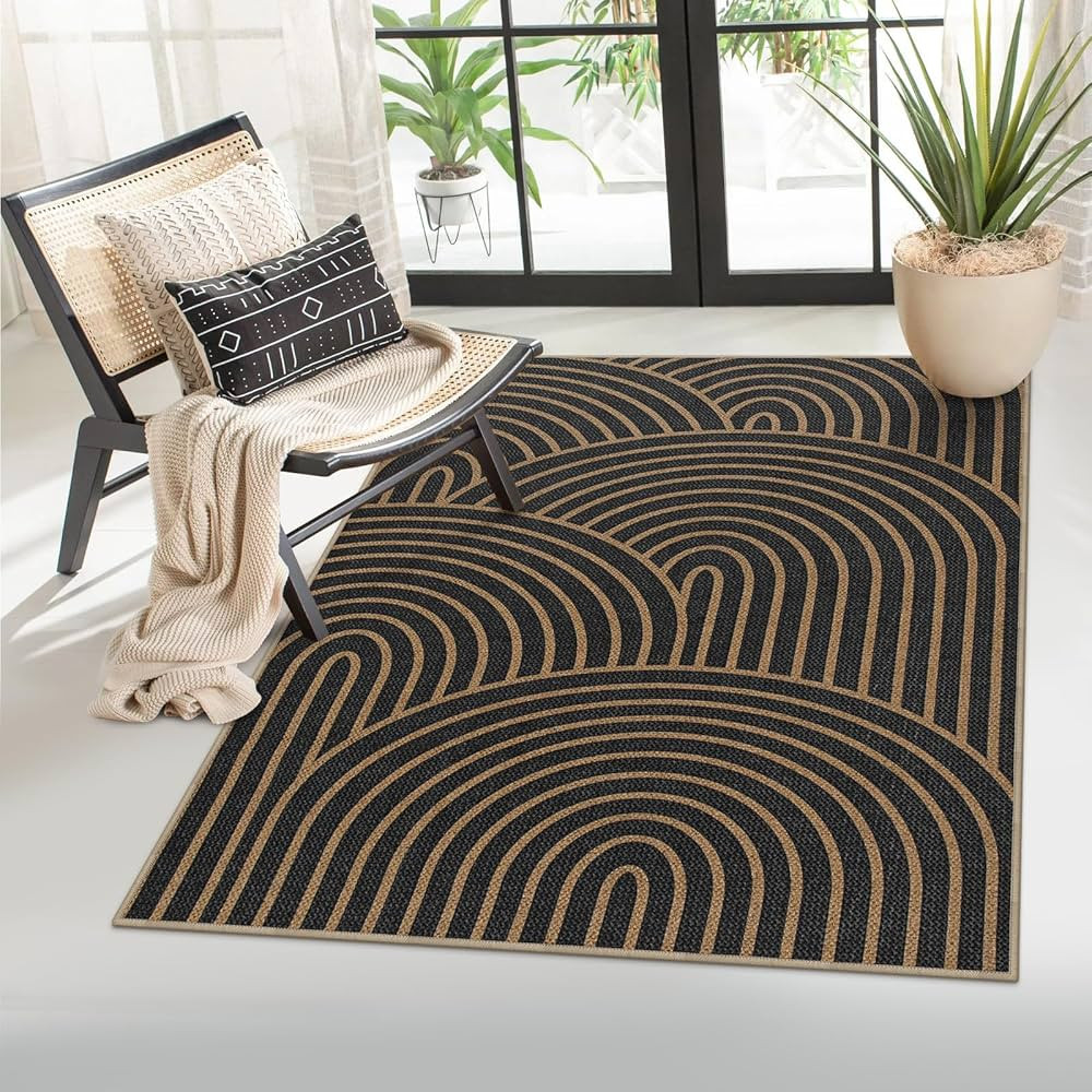 Lahome Modern Rainbow Easy Jute Rug, 3x5 Patio Rug Washable Rugs for Entryway Farmhouse Area Rug,... | Amazon (US)