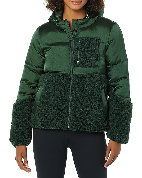 Amazon Essentials Women's Full-Zip Sherpa Fleece Hooded Puffer Jacket | Amazon (US)