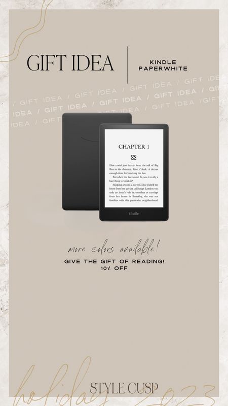 Gift Idea 🎁 Kindle Paperwhite in black is 10% off! 

Reading gift, student gift, gift for her, gift for him, kindle sale, amazon sale

#LTKsalealert #LTKtravel #LTKGiftGuide