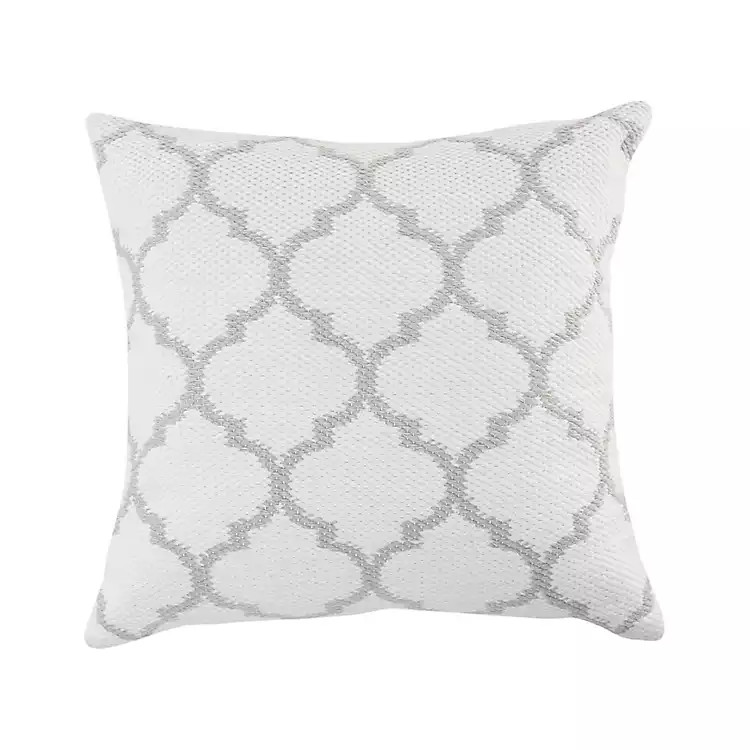 White and Taupe Lattice Outdoor Pillow | Kirkland's Home