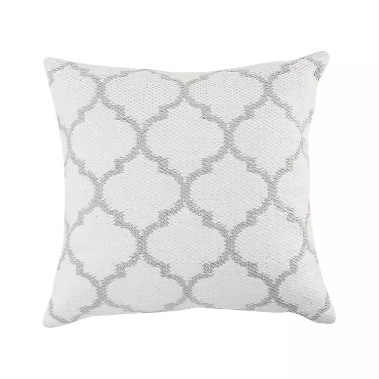 White and Taupe Lattice Outdoor Pillow | Kirkland's Home