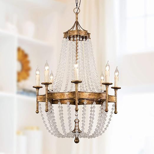 Parrot Uncle Ceiling Light Fixture Crystal Beaded Chandelier Light Dining Room Light, 20 Inch, Go... | Amazon (US)
