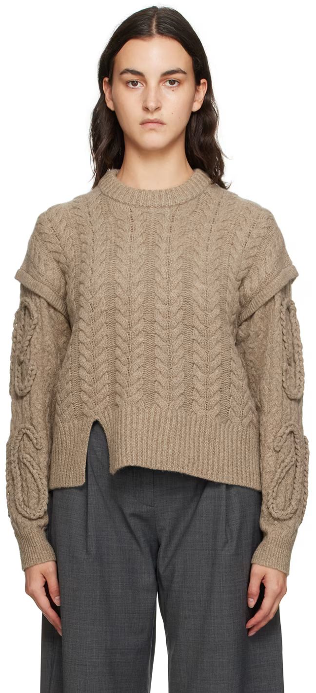 Brown Canada Cable Braided Sweater | SSENSE