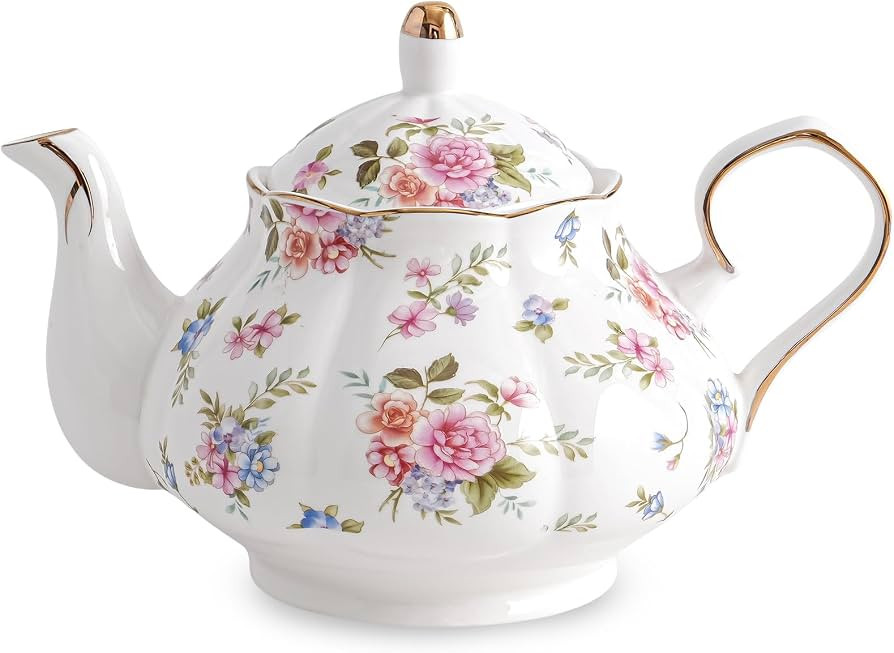 Agyiuns Flower Ceramic Teapot,22oz Porcelain Tea pot for Tea Coffee Milk for Office Home Men Wome... | Amazon (US)