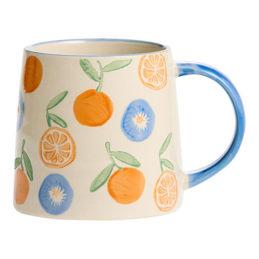 Orange and Blueberry Hand Painted Ceramic Mug by World Market | World Market