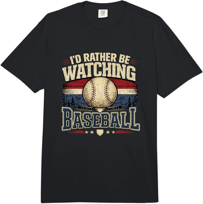 I’d Rather Be Watching Baseball Vintage Retro Graphic Comfort Colors Adult Heavyweight T-Shirt | Amazon (US)