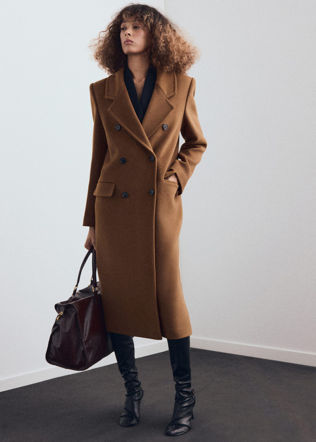 Double-breasted wool coat ochre - Woman - M - MANGO | Mango (US/MX/AU)