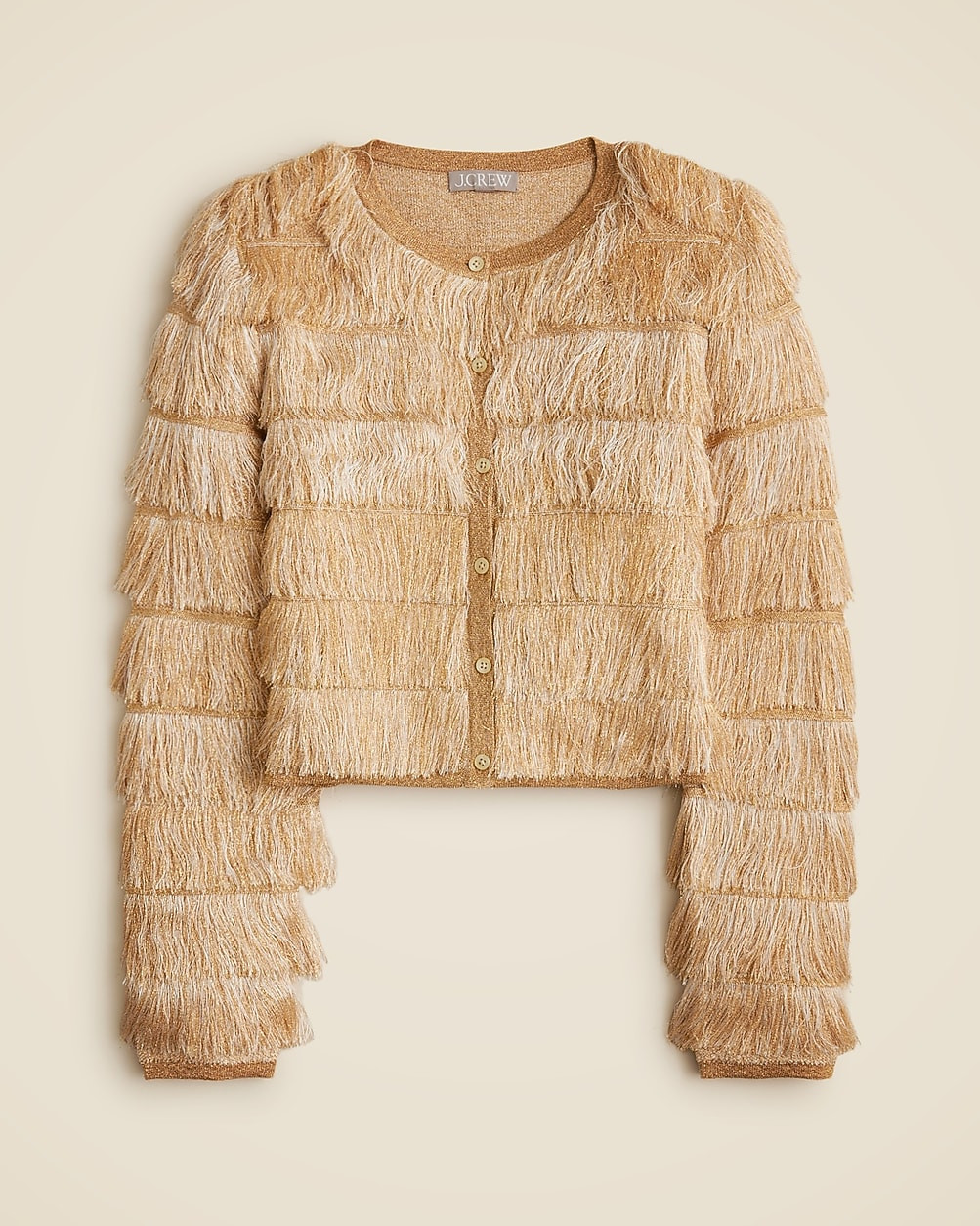 Fringe cardigan sweater in metallic yarn | J. Crew US