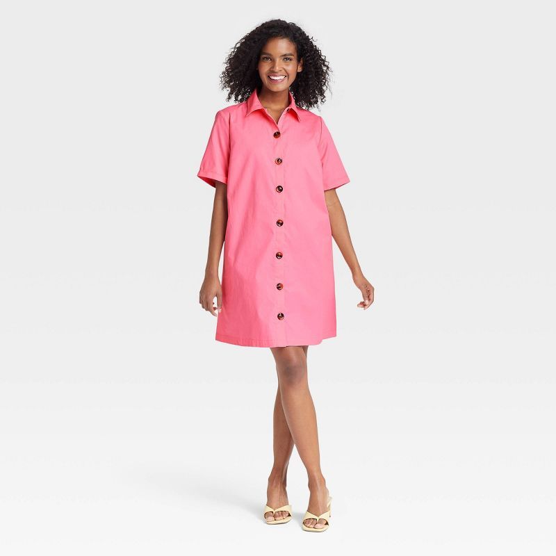 Women's Short Sleeve Button-Down Trapeze Dress - Who What Wear™ | Target