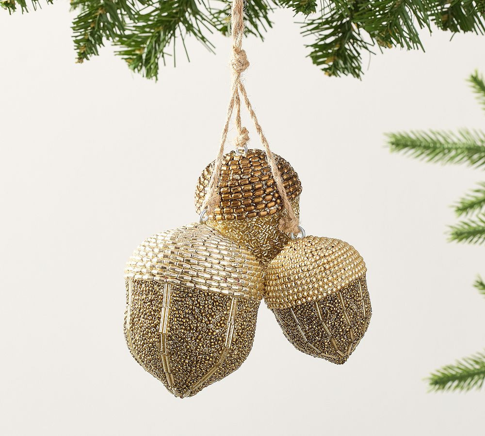 Glass Beaded 3 Acorn Ornament | Pottery Barn (US)