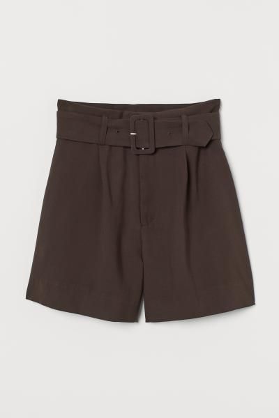 Paper-bag Shorts - Brown - Ladies | H&M US | H&M (US + CA)