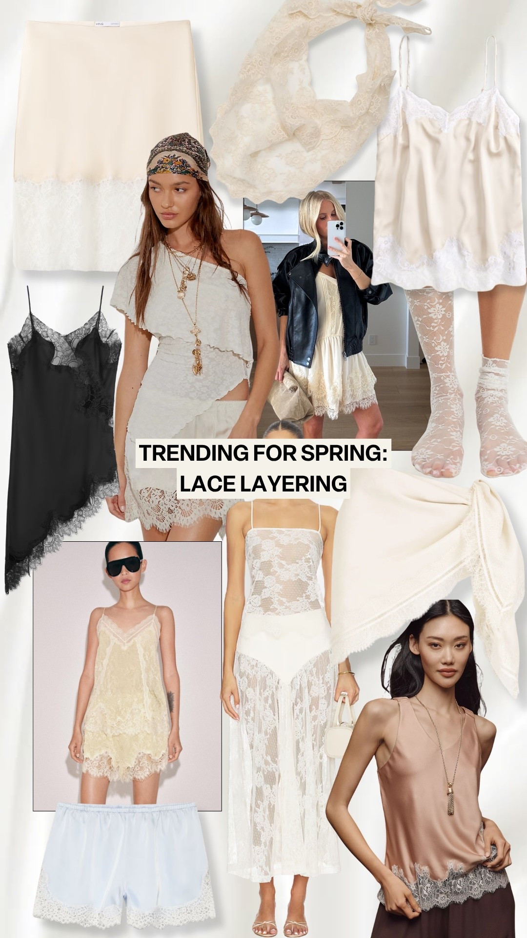 Trends I’m Loving for Spring - lace layering! #kathleenpost

Currently trending, lace tank, lace shorts, lace tops, lace layers