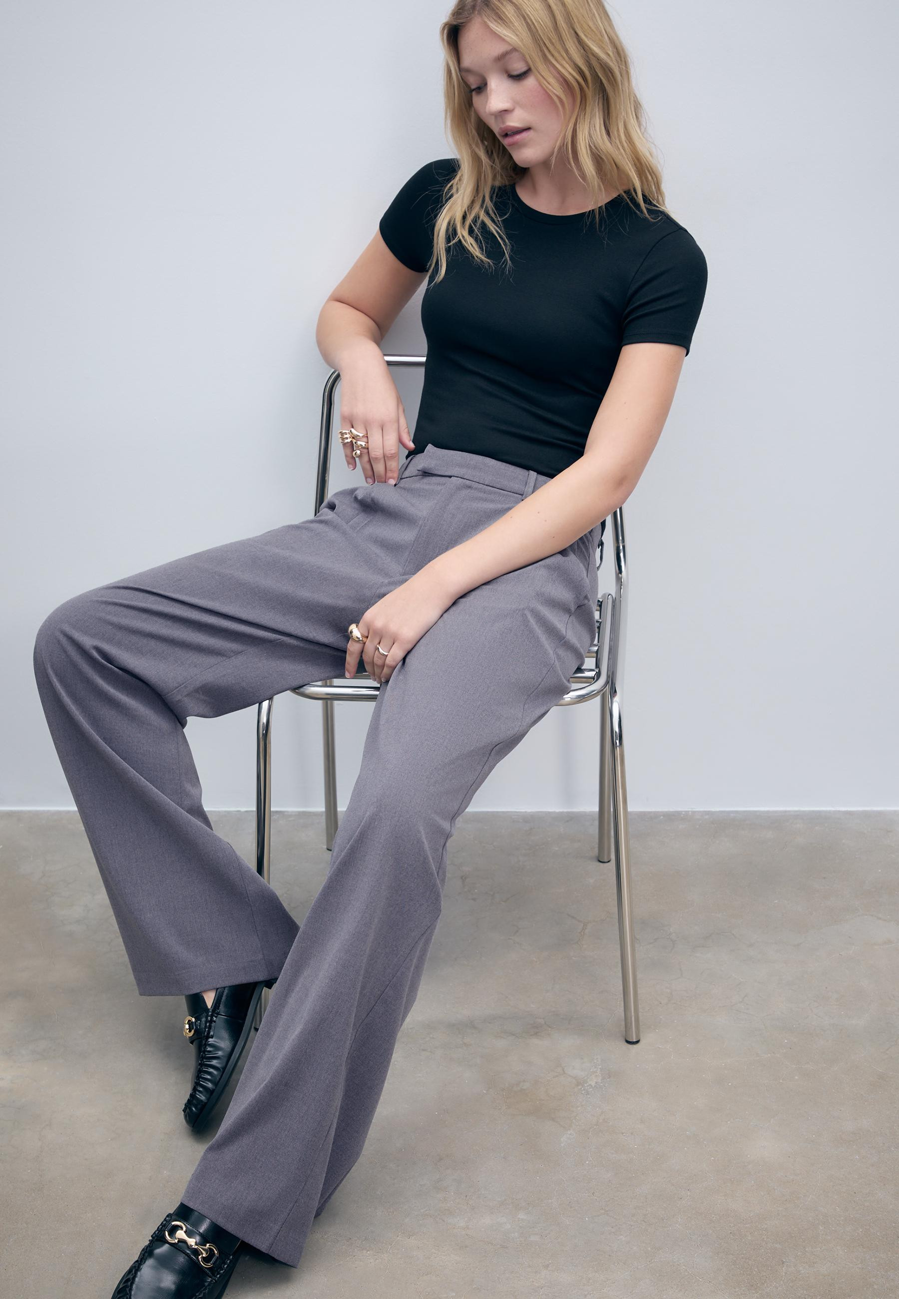 Smart straight-leg trousers - Women's fashion | Stradivarius United Kingdom | Stradivarius (UK)