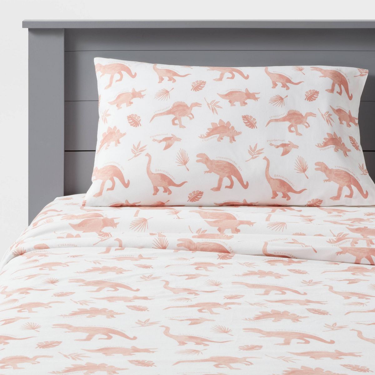 Dinosaur Cotton Kids' Sheet Set Pink - Pillowfort™ | Target