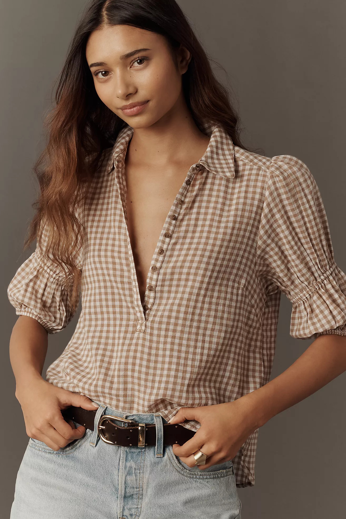 The Tallulah Puff Sleeve Buttondown Top by Pilcro | Anthropologie (US)