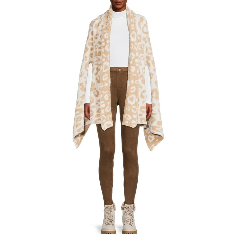 Time and Tru Adult Women's Animal Print Cozy Wrap | Walmart (US)