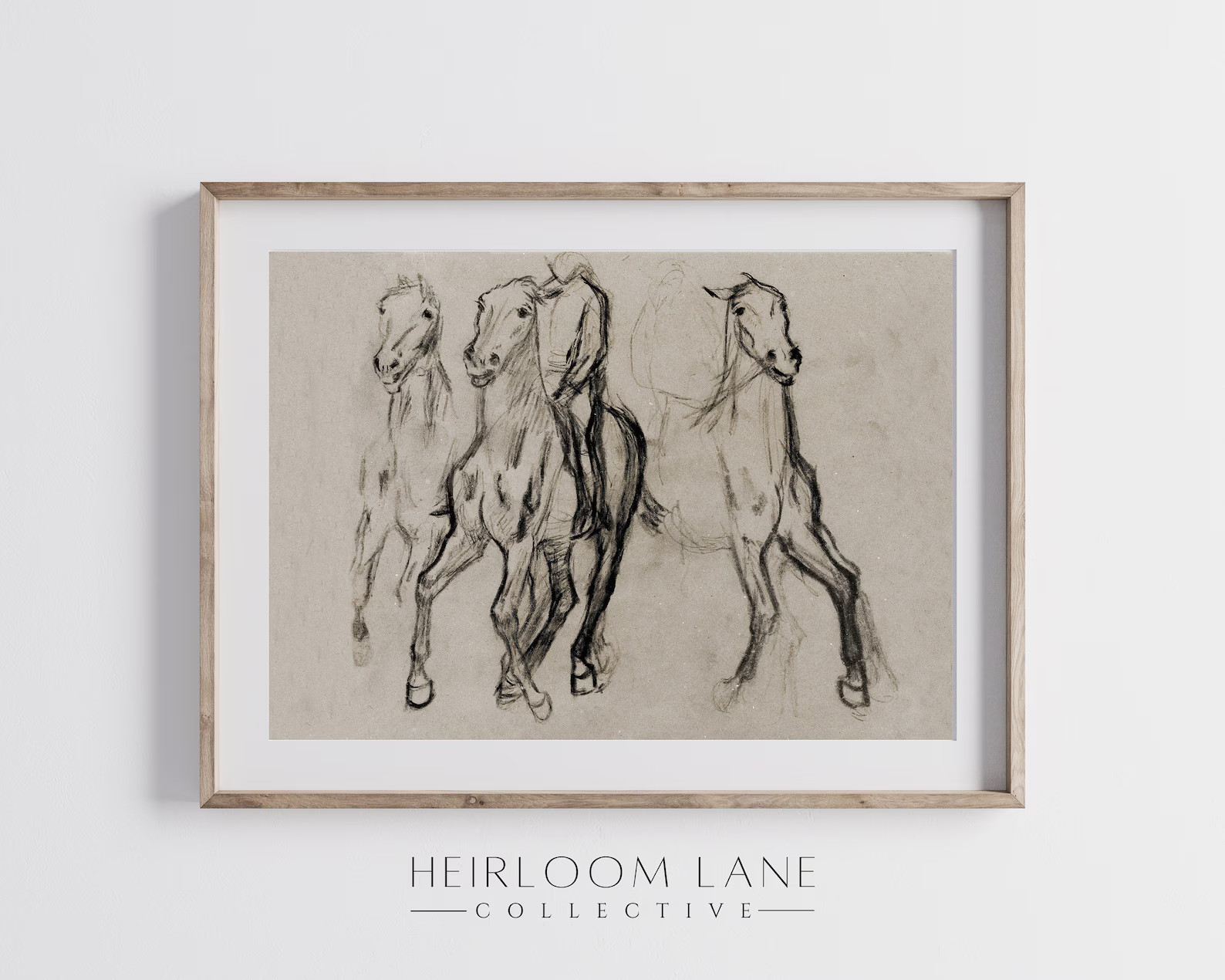 Vintage Horses Drawing | Printable Digital Download | Cowboy Rodeo Art Print | Neutral Minimalist... | Etsy (US)