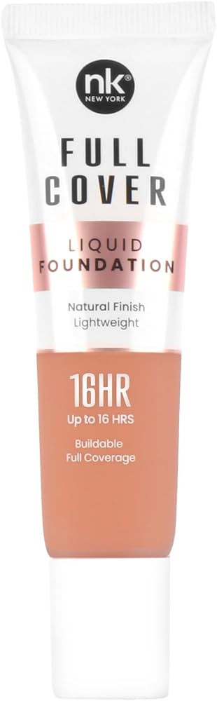Nicka K New York Full Cover 16HR Liquid Foundation, Natural Finish (Caramel) | Amazon (US)