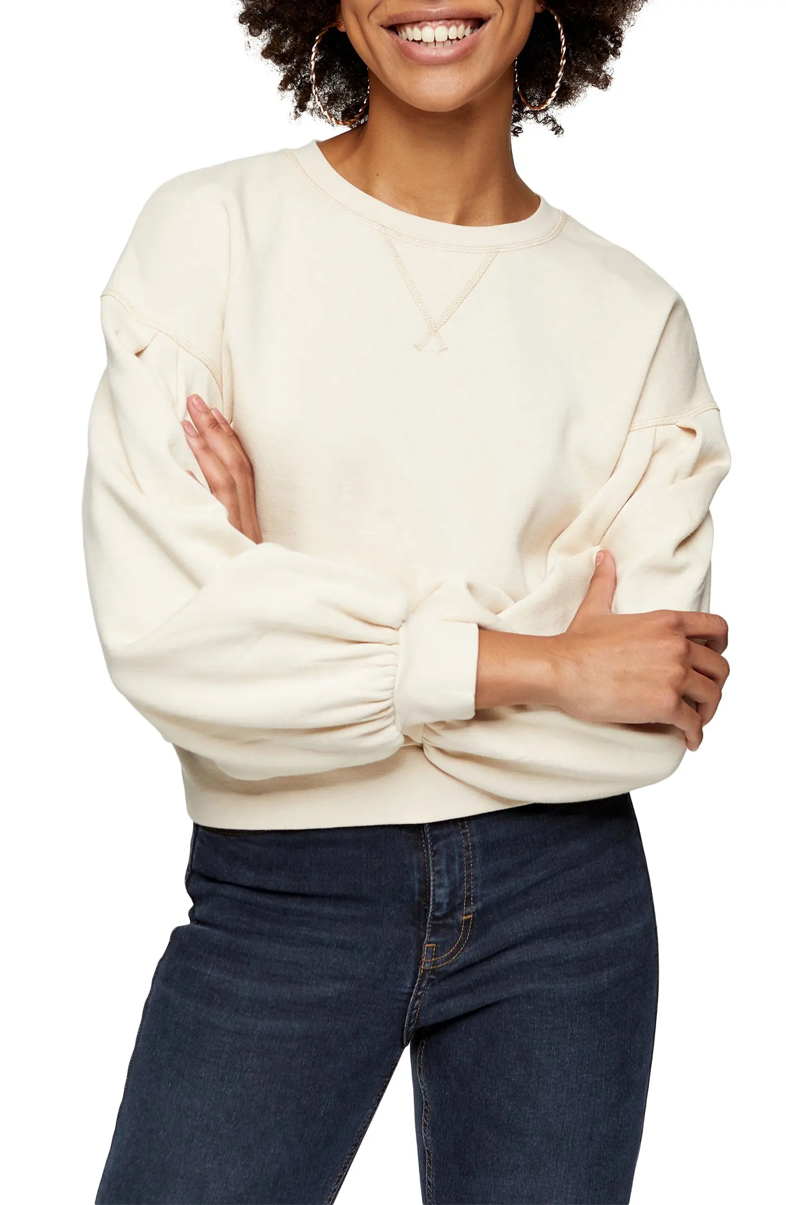 Pleated Sleeve Sweatshirt | Nordstrom