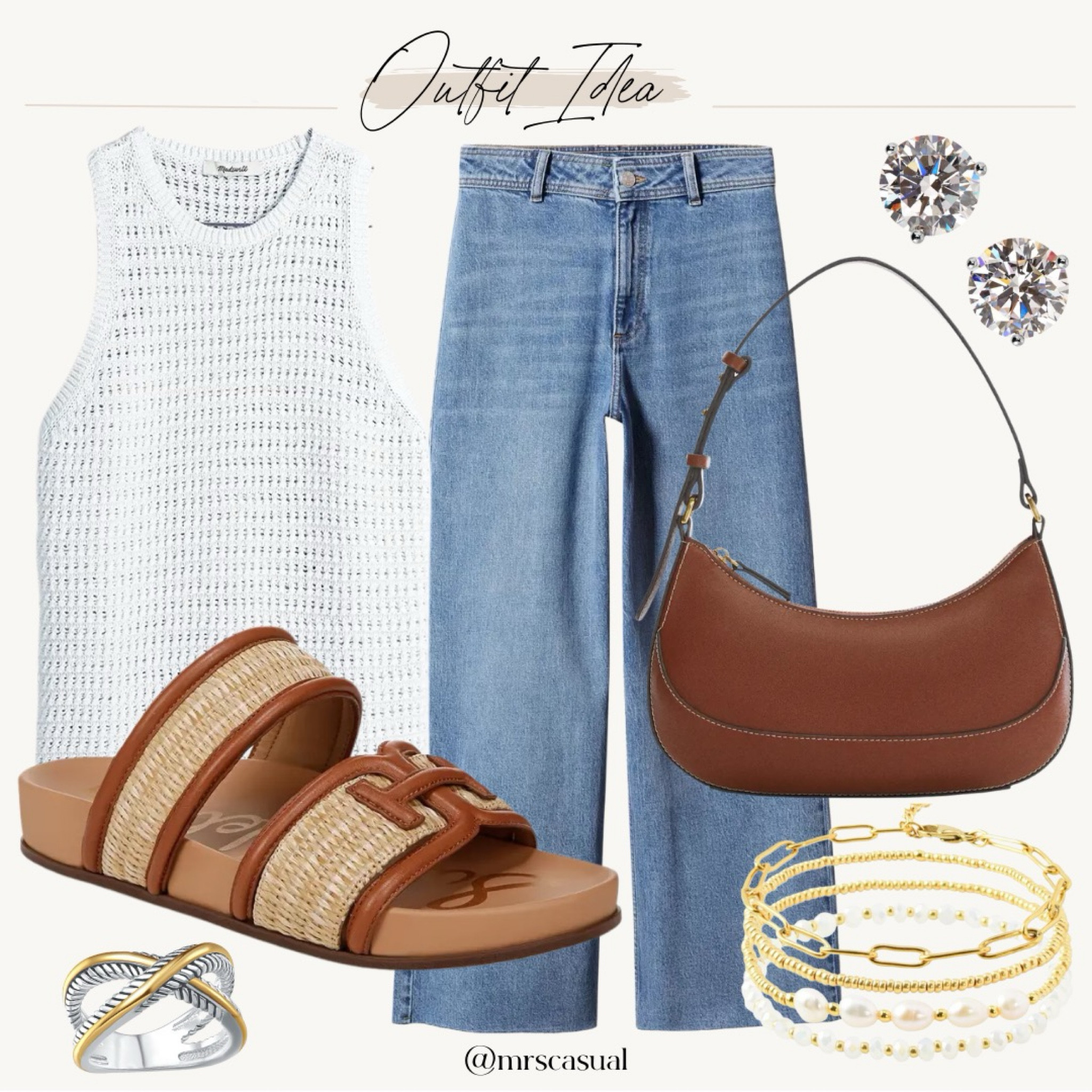 Simple white sweater tank + wide leg jeans outfit idea 🩷 

#LTKStyleTip #LTKFindsUnder100 #LTKOver40