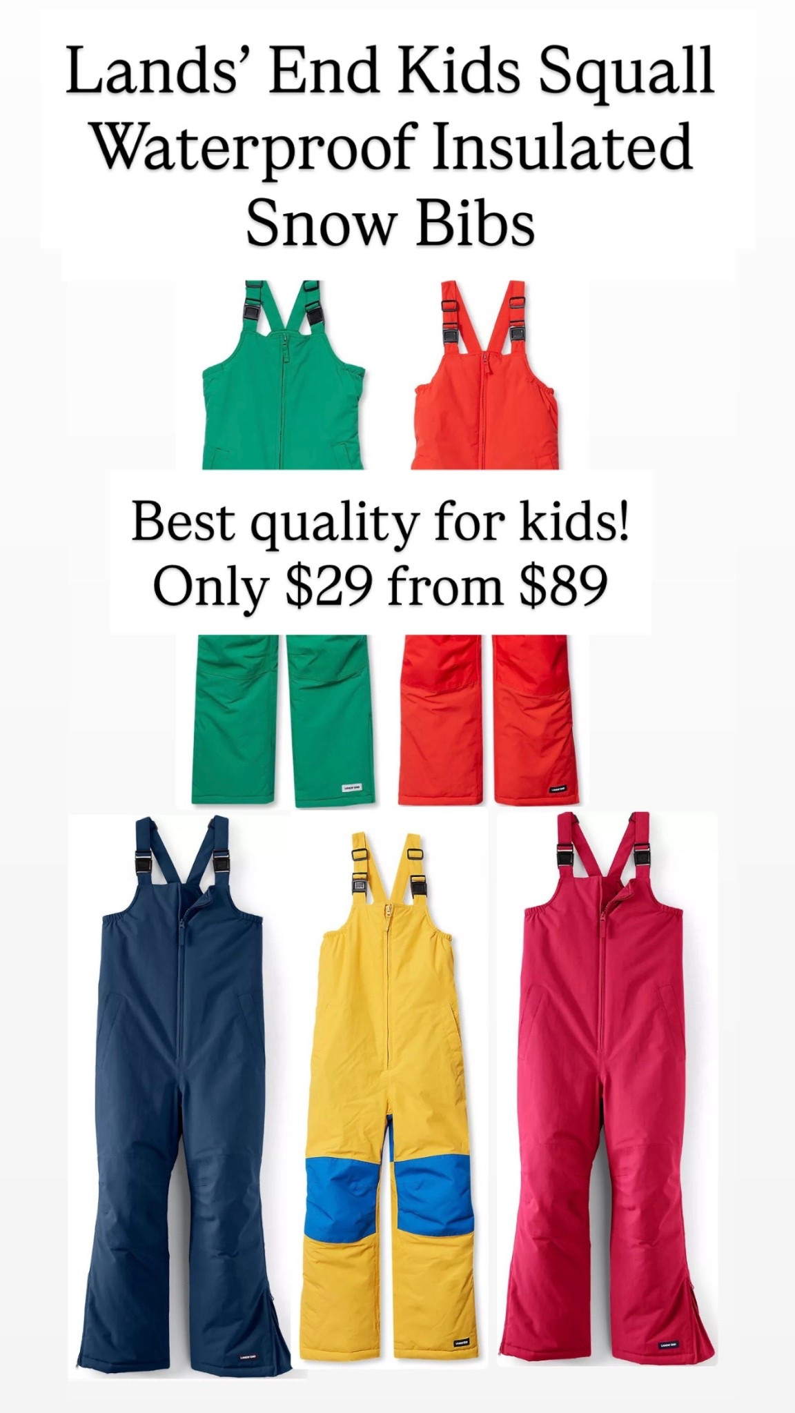 If your kids need snow pants, now is the time to buy them because they’re only $29 at Lands’ End! Don’t forget to that if you’re a size medium for women and under, you can fit in kid sizes. ❤️🩷

#LTKSaleAlert #LTKKids