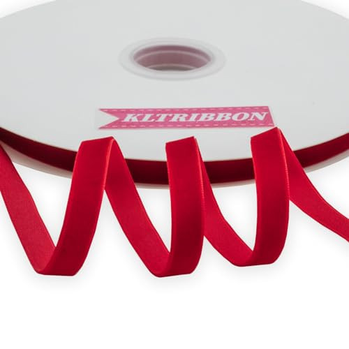 KLTRIBBON Vintage Red Velvet Ribbon Single Face,3/8 Inch X 25 Yards,for Sewing, Gift Wrapping, Jewelry Making, Wedding Decorating | Amazon (US)