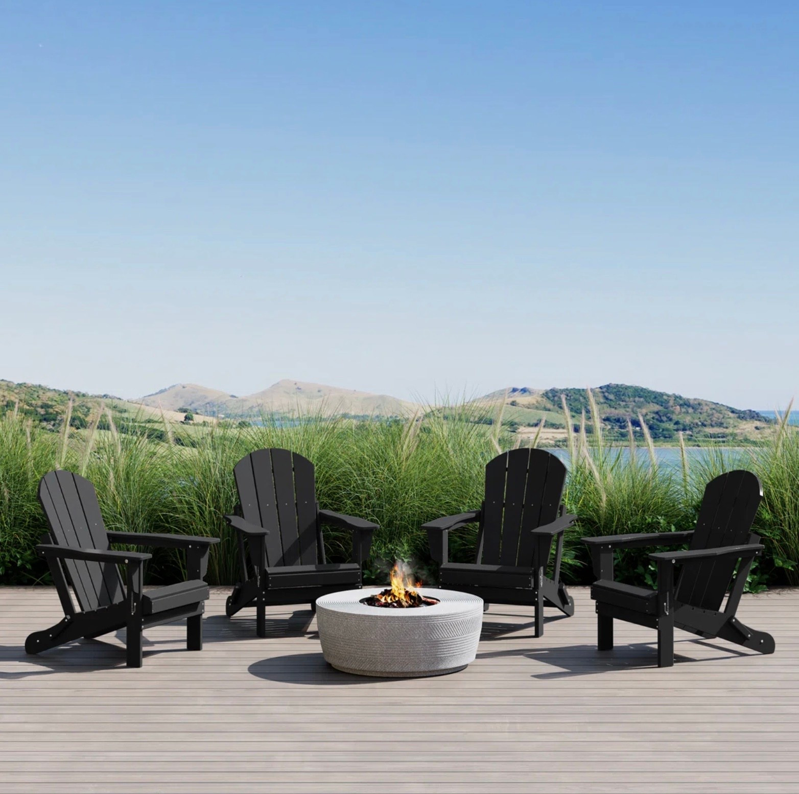 Black Adirondack outdoor chairs 🤍 just bought these!

#LTKSeasonal #LTKHome #LTKSaleAlert