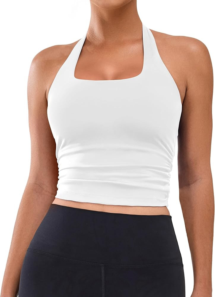 BMJL Womens Halter Built in Bra Workout Sports Tank Tops Summer Trendy Backless Going Out Clothin... | Amazon (US)